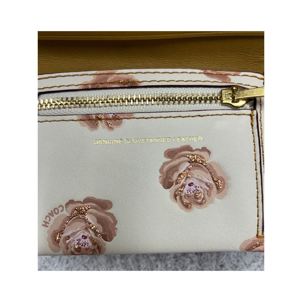 Coach Cream Leather Floral Small Flap Wallet D1880 #76946 - Picture 9 of 10